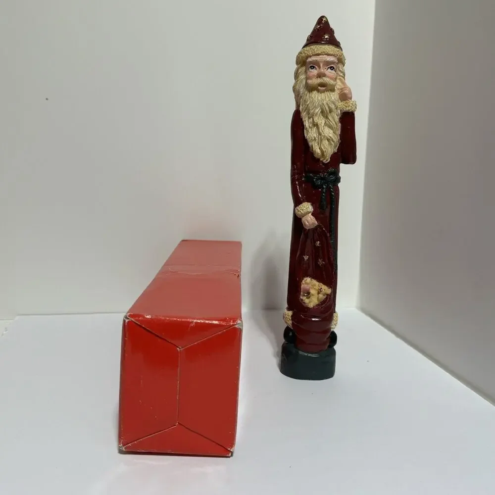 Vintage Santa Candlestick Holder 12 Inch Tall Santa with Toys Removable Hat Folk